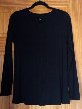 J. Jill Black Long-Sleeve Crewneck Top
